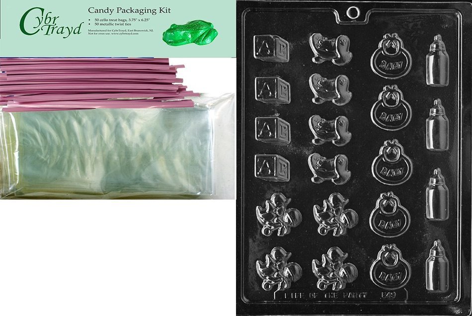 Cybrtrayd B049 Baby Deco's Chocolate Candy Mold with Exclusive Cybrtrayd Copyrighted Chocolate Molding Instructions N4