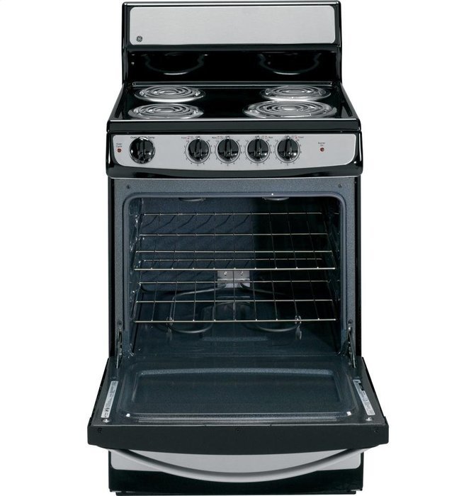 QuickClean 24" Electric Range with 4 Coil Elements 3 cu. ft. Manual Clean Traditional Oven and Chrome Drip