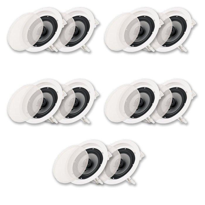 Acoustic Audio CS-IC62-5PR 250 Watt 6.5" 2-Way Home Theater In-Wall/Ceiling Speakers (5-Pair)