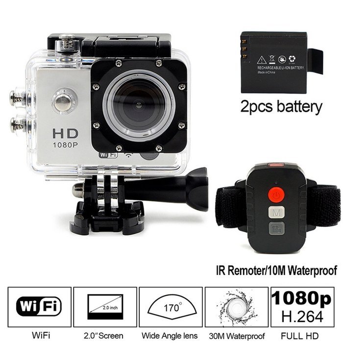 Besteye 2.0inch WIIFI Action Camera with IR Remote 1080P 30FPS Sport Camera WIFI 12MP 170degree A+ Wide Angle...