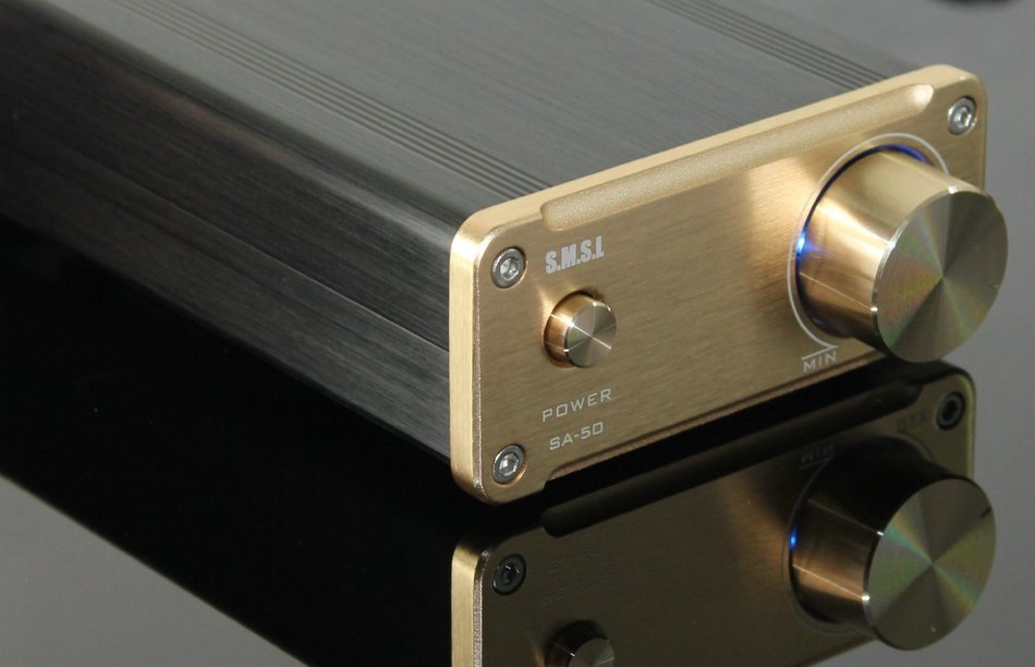 SMSL SA-50 2x50W D-AMP TDA7492 Hi-Fi Stereo Amplifier + Power Adapter - Gold N4