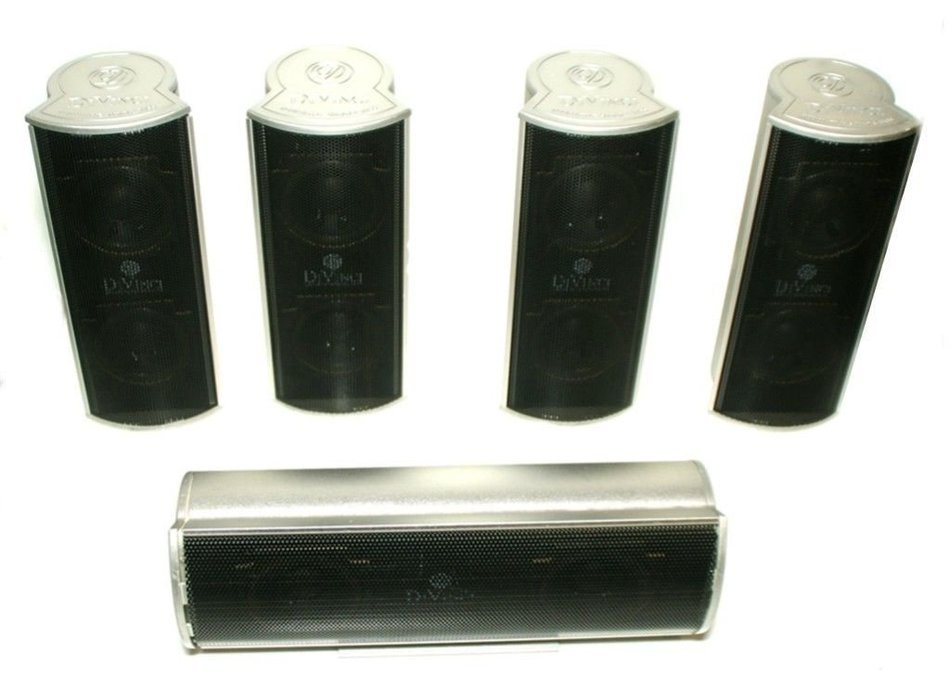 Set of 5 x DIVINCI SURROUND SOUND SPEAKERS - 2 Front + 2 Rear + Center - Aluminum - 100W N2
