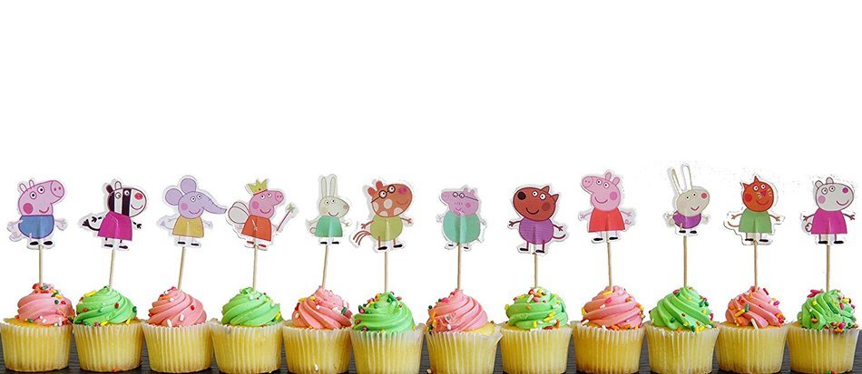 Kate & Jake Set of 24 Peppa Pig inspired cupcake toppers food picks cake toppers