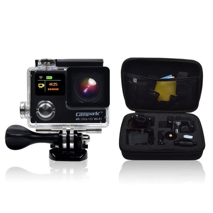 Campark&reg; Ultrathin 4K 25fps/1080p 60fps Wifi Waterproof Sports Action Camera Dual-screen,time Lapse,burst Photo... N5