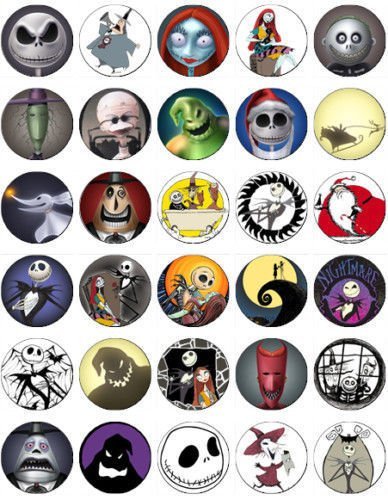 EDIBLE CAKE IMAGE-30 NIGHTMARE BEFORE CHRISTMAS CUPCAKE TOPPERS party US Seller