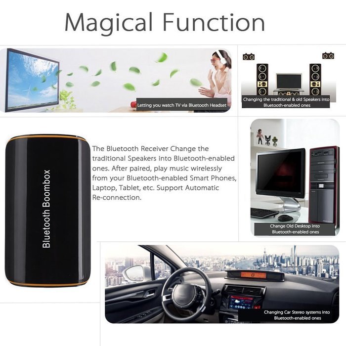 Alloet New Wireless Stereo Bluetooth 4.1 + EDR Receiver Music Box with Mic for Speaker N3