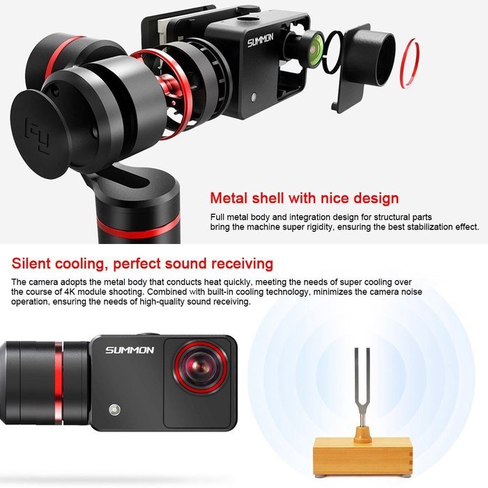 Feiyu Summon 3-Axis Brushless Stabilized Handheld Gimbal 4K 1080P 60FPS Panorama Action Camera all-in-one 16 Mega... N3
