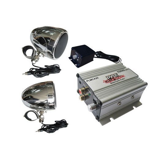 PYLE PLMCA20 Cycle Series 100-Watt Mounted Motorcycle Amp with Weatherproof Dual Speakers & iPod(R)/MP3 Input