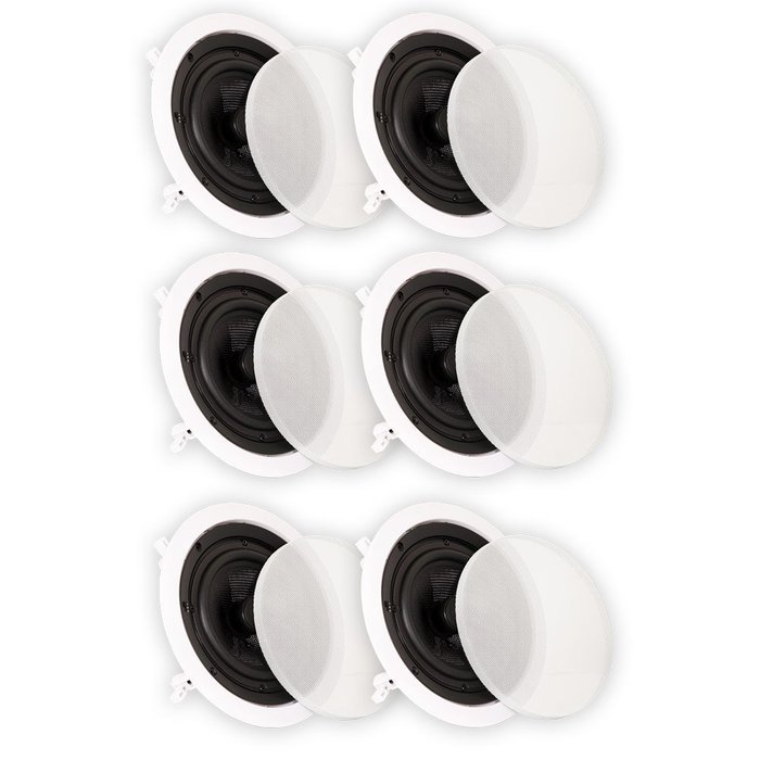 Theater Solutions TSS6C In Ceiling 6.5" Speakers Surround Sound Home Theater Deluxe 3 Pair Pack 3TSS6C