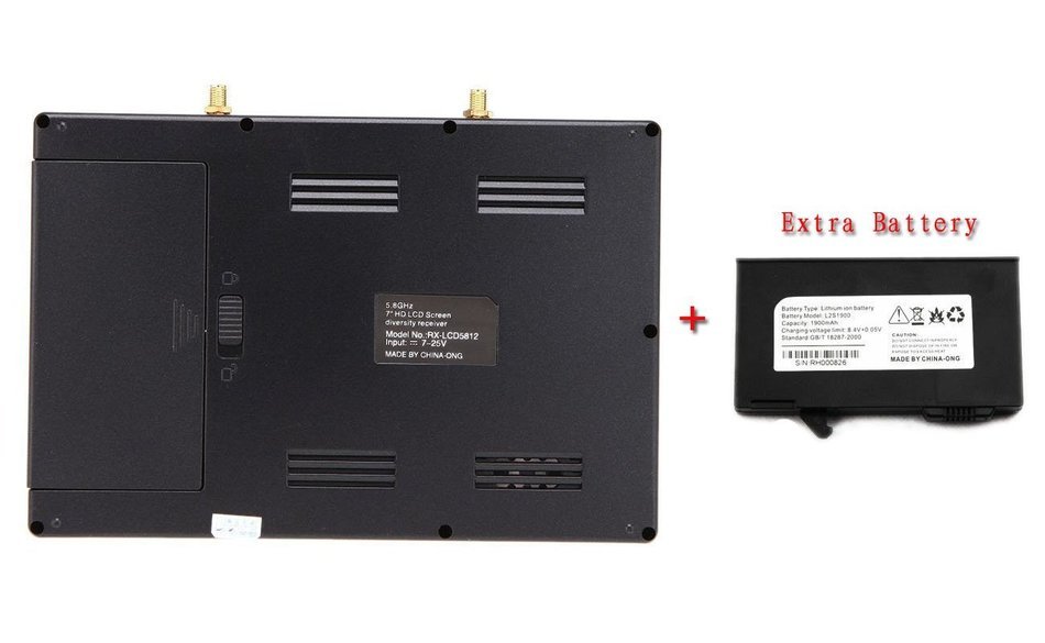 Raceband 40CH RX LCD5812 Diversity Receiver Monitor add an Extra battery for Hobby RC FPV