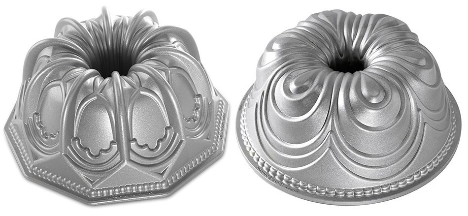 Set of 2 Nordic Ware Cake Chiffon and Vaulted Cathedral Bundt Pans N3