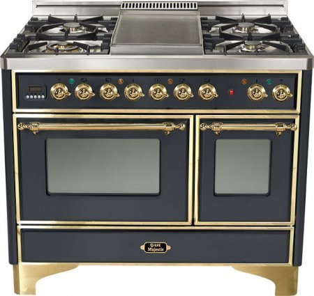 Ilve UMD-100FDMPM- 40" Majestic Dual Fuel Freestanding Range with 2.44 cu. ft. & 1.44 cu. ft. Ovens Full-Width...