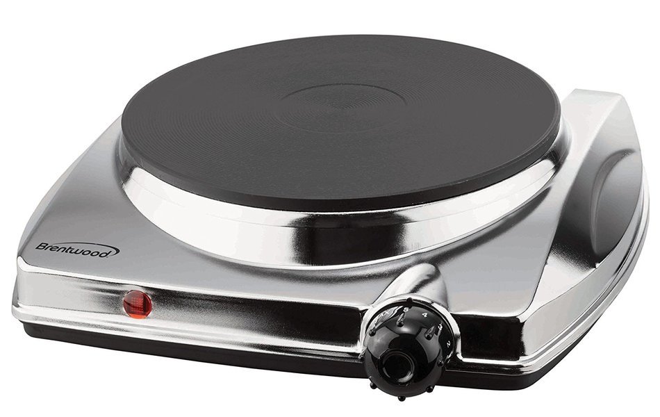 Brentwood TS-337 Single Hot Plate, 10-Inch by 10.5-Inch by 3.25-Inch, Chrome
