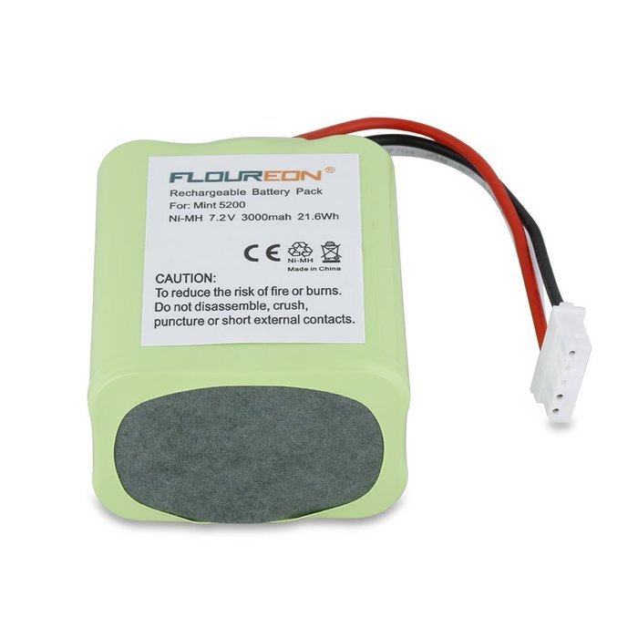 Floureon 7.2V 3000mAh NI-MH Replacement Vacuum Cleaner Battery for Braava 380t iRobot Mint 5200 5200B 5200C (3) N4