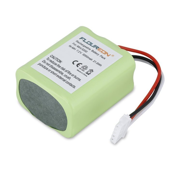 Floureon 7.2V 3000mAh NI-MH Replacement Vacuum Cleaner Battery for Braava 380t iRobot Mint 5200 5200B 5200C (3) N5