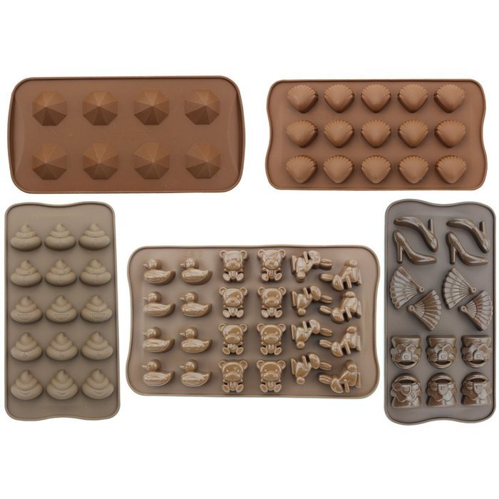 Zicome Non-stick Silicone Candy Chocolate Making Molds Ice Cube Tray Set of 5 N2