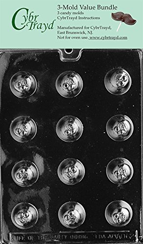 CybrTrayd AO062-3BUNDLE Cherry Bon-Bon Chocolate Candy Mold with Exclusive Copyrighted Chocolate Molding Instructions