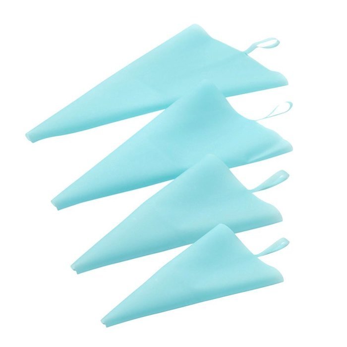 4 Sizes Silicone Pastry Bag Set, Reusable Icing Piping Bag Baking Cookie Cake Decorating Bag-Blue color(S+M+L+XL) N2