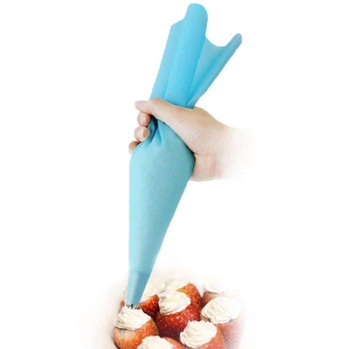 4 Sizes Silicone Pastry Bag Set, Reusable Icing Piping Bag Baking Cookie Cake Decorating Bag-Blue color(S+M+L+XL) N3