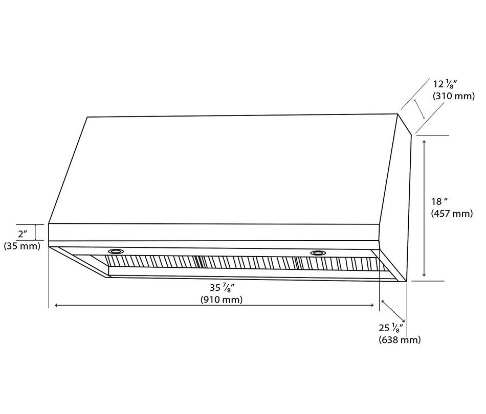 Ancona Pro UC LED Under-Cabinet Range Hood, 36-Inch, Stainless Steel N4