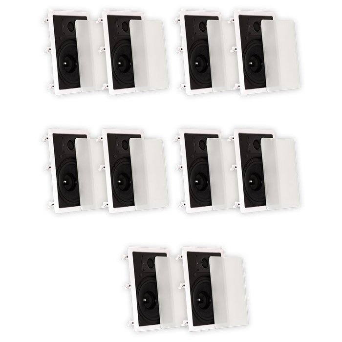 Theater Solutions TSS8W In Wall 8" Speakers Surround Sound Home Theater Deluxe 5 Pair Pack 5TSS8W
