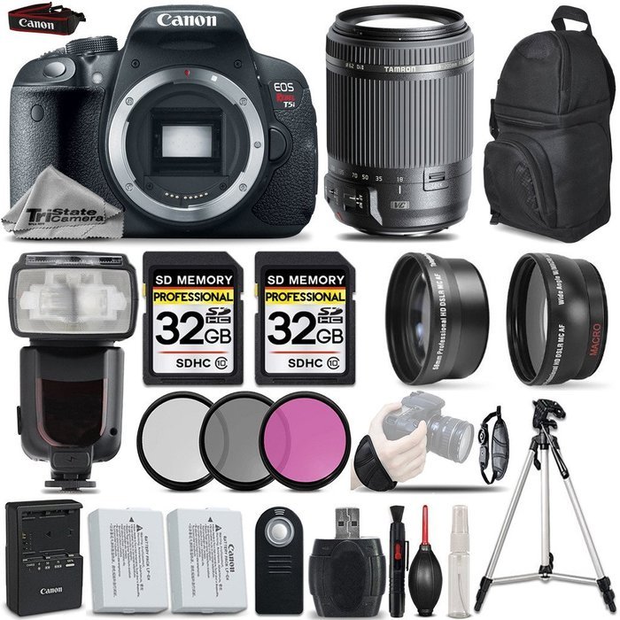 Canon EOS Rebel T5i DSLR 18 MP Camera + Tamron 18-200 Lens + 0.43X Wide Angle Lens + 2.2X Telephoto Lens + 3PC... N4