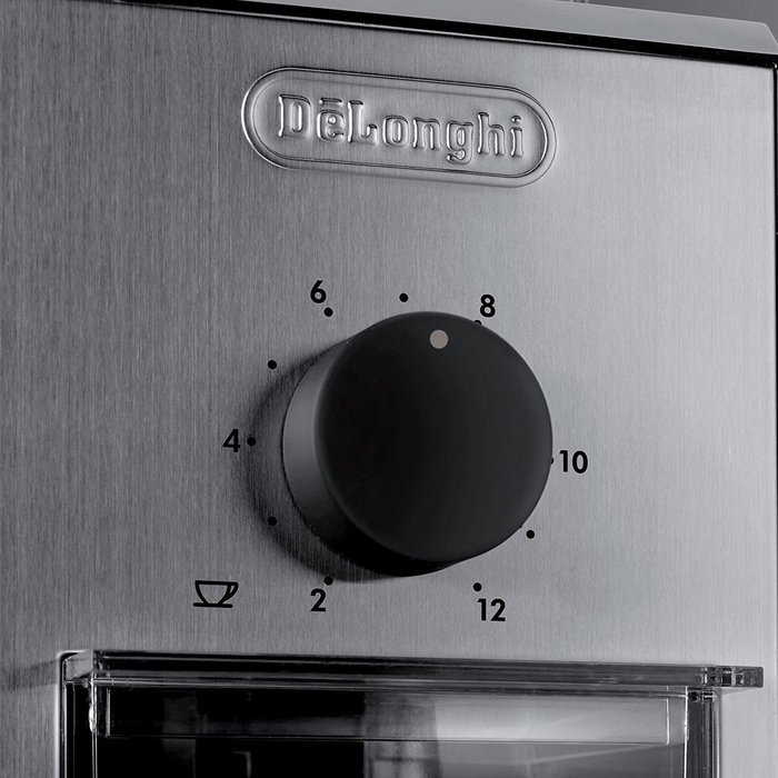 DeLonghi Stainless Steel Burr Coffee Grinder with Grind Selector and Quantity Control N4