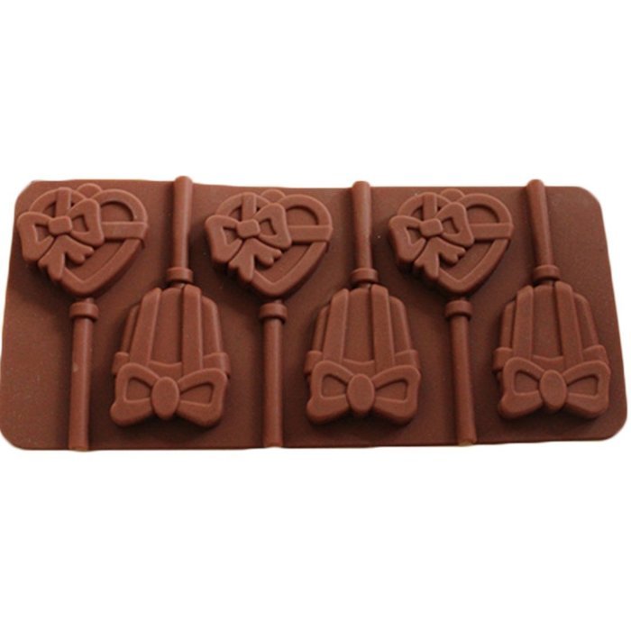 JLHua Silicone Bow Heart Bell Candy Molds & Ice Cube Trays - Hard Candy Lollipop Mold with Sticks DIY 3d Chocolate... N2