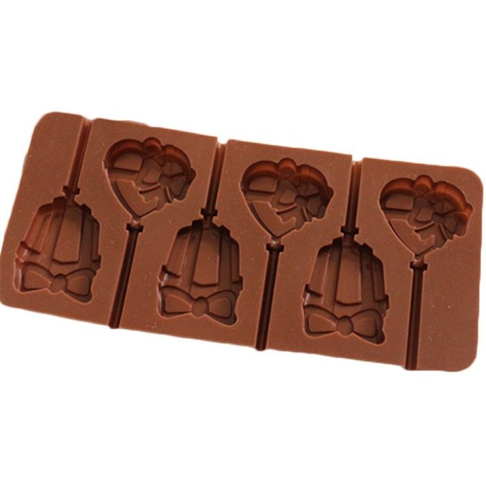 JLHua Silicone Bow Heart Bell Candy Molds & Ice Cube Trays - Hard Candy Lollipop Mold with Sticks DIY 3d Chocolate... N3