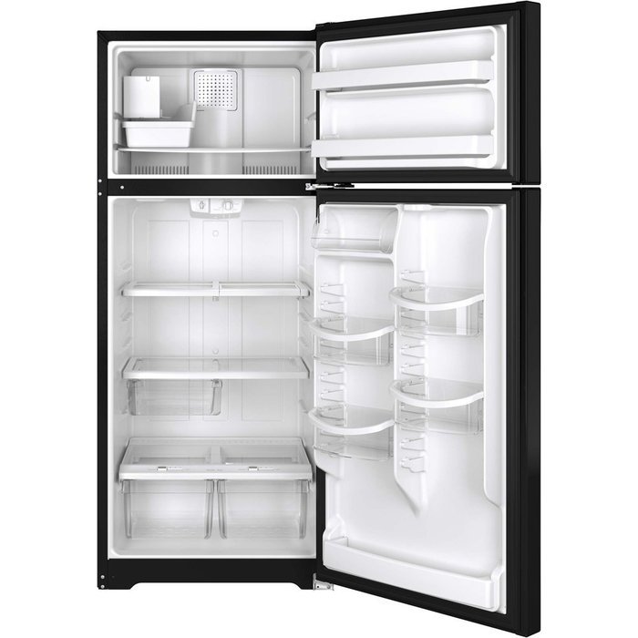 GE GIE18HGHBB 28" Top Freezer Refrigerator with 17.6 cu. ft. Capacity in Black N2