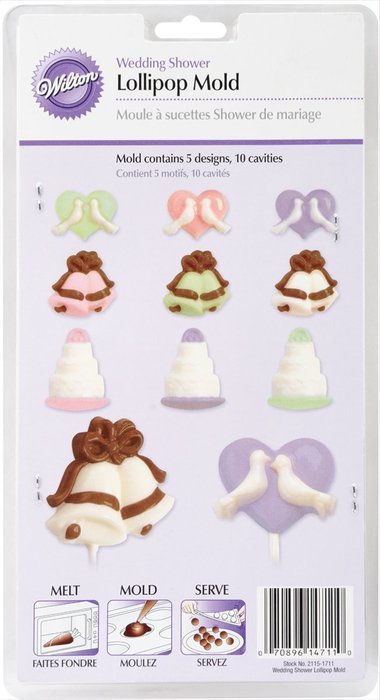 Wilton 2115-1711 Lollipop Mold, Wedding Shower 10 Cavities/5 Designs