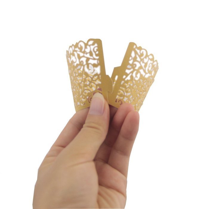 Mydio Set of 50 Cupcake Wrappers Wedding Birthday Decorations, Gold N4