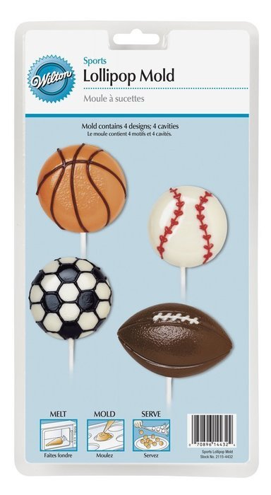 Wilton 2115-4432 Lollipop Mold Sports 4-Cavity/4 Designs