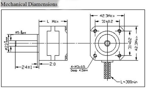 RioRandDIY CNC Nema17 Stepper Motor 12V 0.4A 75oz.in 6-Lead 1.8Degree For Engraving（42HS40-0406） N2