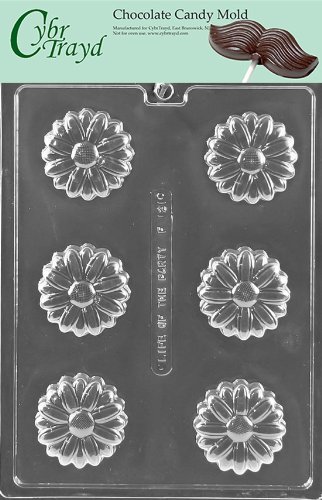 Cybrtrayd F121 Daisy Cookie Chocolate Candy Mold with Exclusive Cybrtrayd Copyrighted Chocolate Molding Instructions