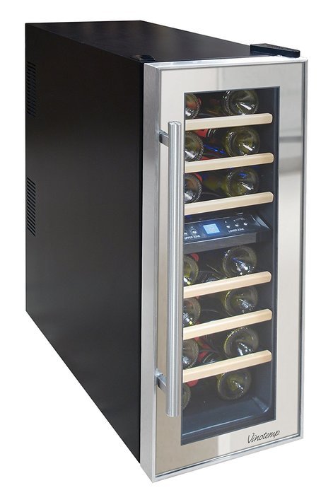 Vinotemp 21-Bottle Dual-Zone Thermoelectric Mirrored Wine Cooler N2