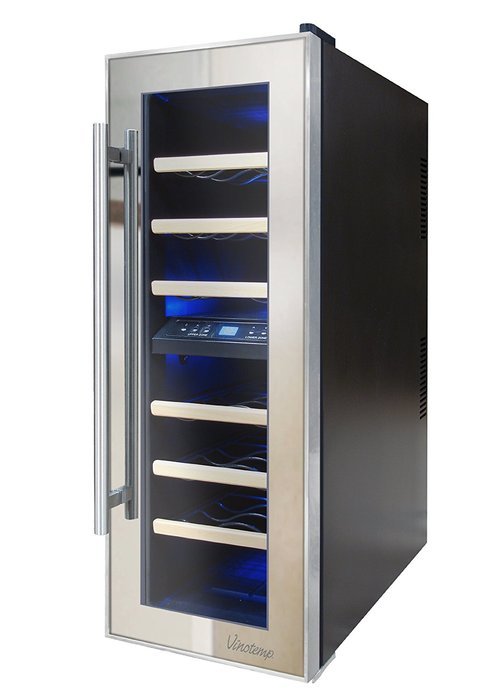 Vinotemp 21-Bottle Dual-Zone Thermoelectric Mirrored Wine Cooler N3
