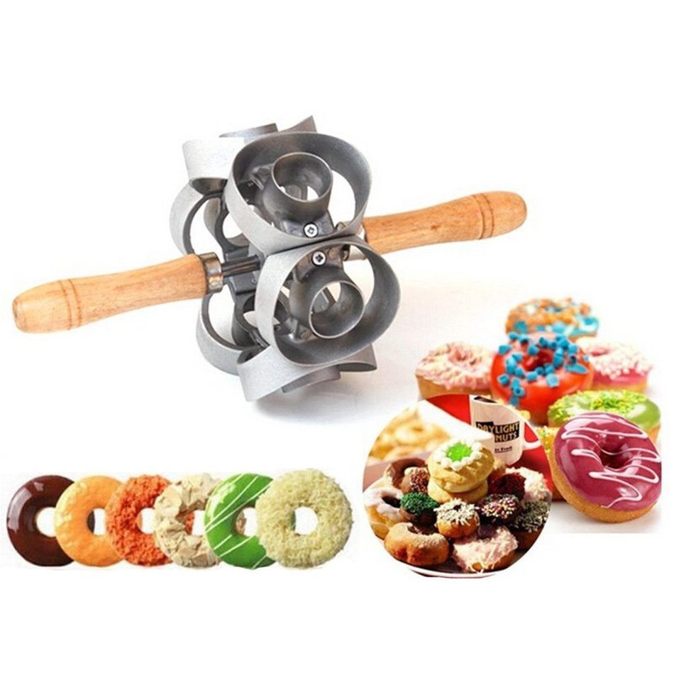 RUIMI Donut Maker Cutter 6 Sides Roller Revolving Mold Doughnut Tool Fondant Cake Bread Desserts Mould DIY Home... N6
