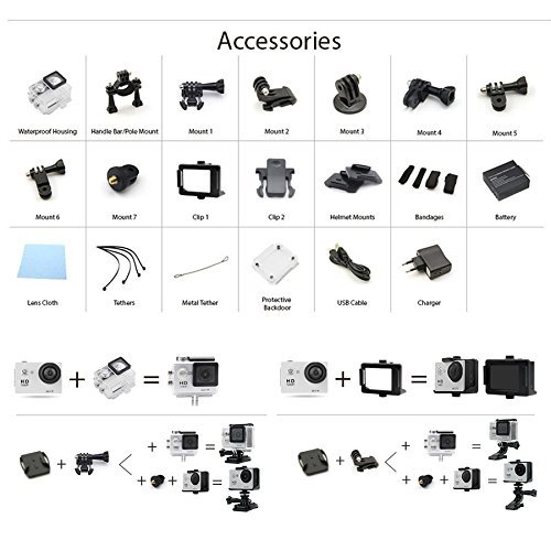Anchor Pro Action Camera 4K Ultra HD -- Compatible with Wifi -- Waterproof -- 1080p -- Sport Action Camera and... N8