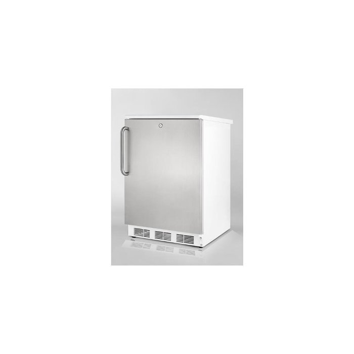 Summit FF6L7SSTB: Commercially approved undercounter refrigerator with front lock, stainless steel door and TB...