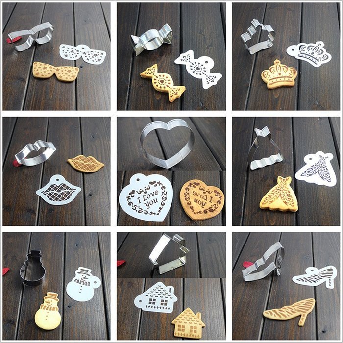 Yunko Set of 6 Stainless Steel Cookie Cutter Cup Cake Stencils Cookie and Coffee Stencils Set For Baby Shower... N8