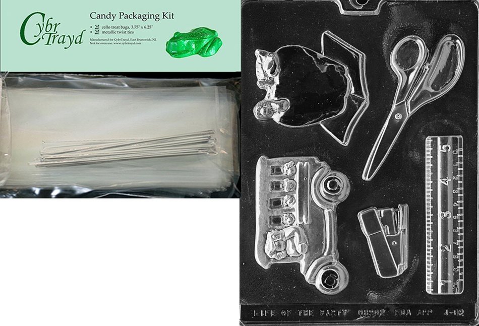 Cybrtrayd J082 Teacher's Kit Chocolate Candy Mold with Exclusive Cybrtrayd Copyrighted Chocolate Molding Instructions N6