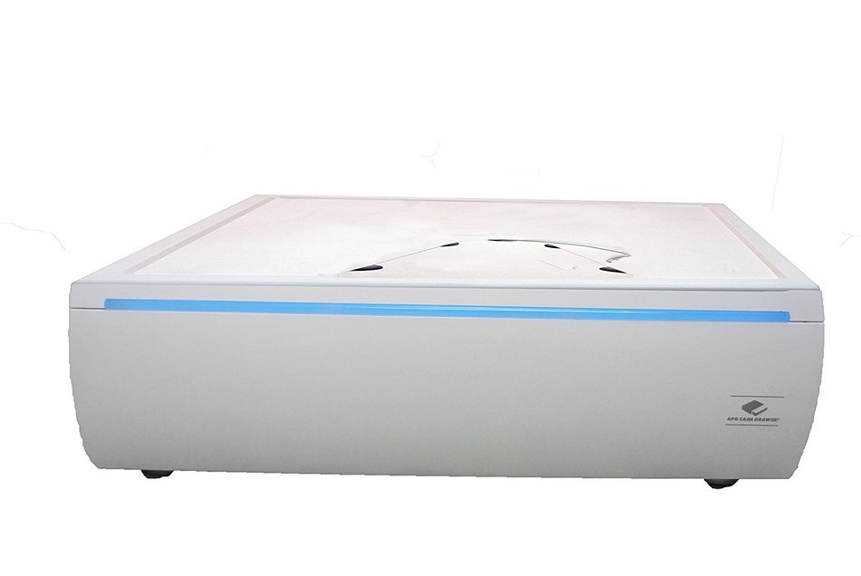 APG VTL320-AW1617-B10 Stratis Cash Drawer with LED Accent, White N3