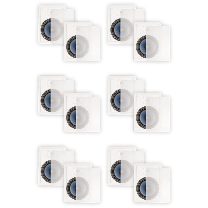 Blue Octave LW82 In Wall 8" Speakers Home Theater Surround Sound 2-Way 6 Pair Pack