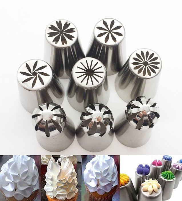 KOOTIPS 8pcs/ set Sphere Ball Tips Make Flowers Russian Icing Piping Nozzles Tips Pastry Cake Fondant Cupcake... N2