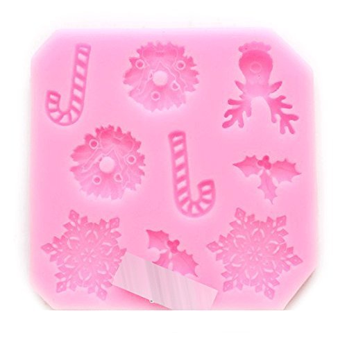 Anyana Molde de silicona de Creative pastel navidad que adorna el molde fondnt DIY