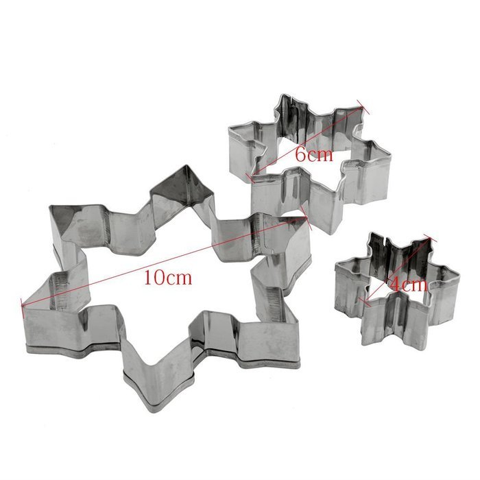 Farmunion 3pcs Snowflake Stainless Steel Biscuit Cake Fondant Decor Cutter Mold Baking Mould N2