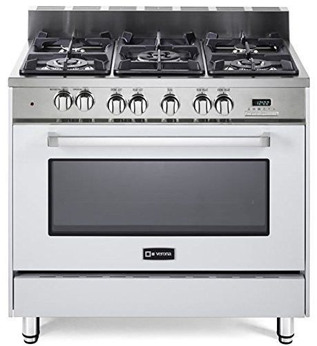Verona VEFSGE365NW 36" Freestanding Dual Fuel Range with 5 Sealed Burners 4.0 cu. ft. Capacity Convection Storage...