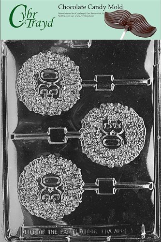 Cybrtrayd L015 30th Lolly Chocolate Candy Mold with Exclusive Cybrtrayd Copyrighted Chocolate Molding Instructions