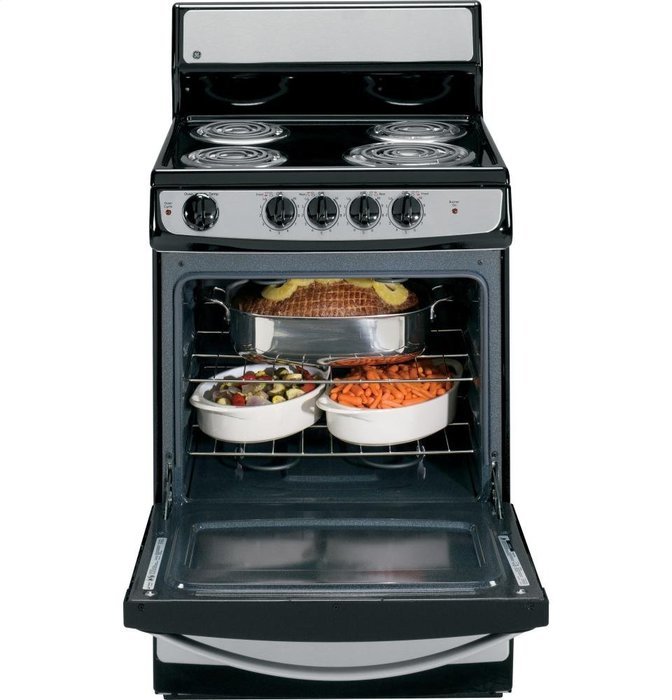 QuickClean 24" Electric Range with 4 Coil Elements 3 cu. ft. Manual Clean Traditional Oven and Chrome Drip N3